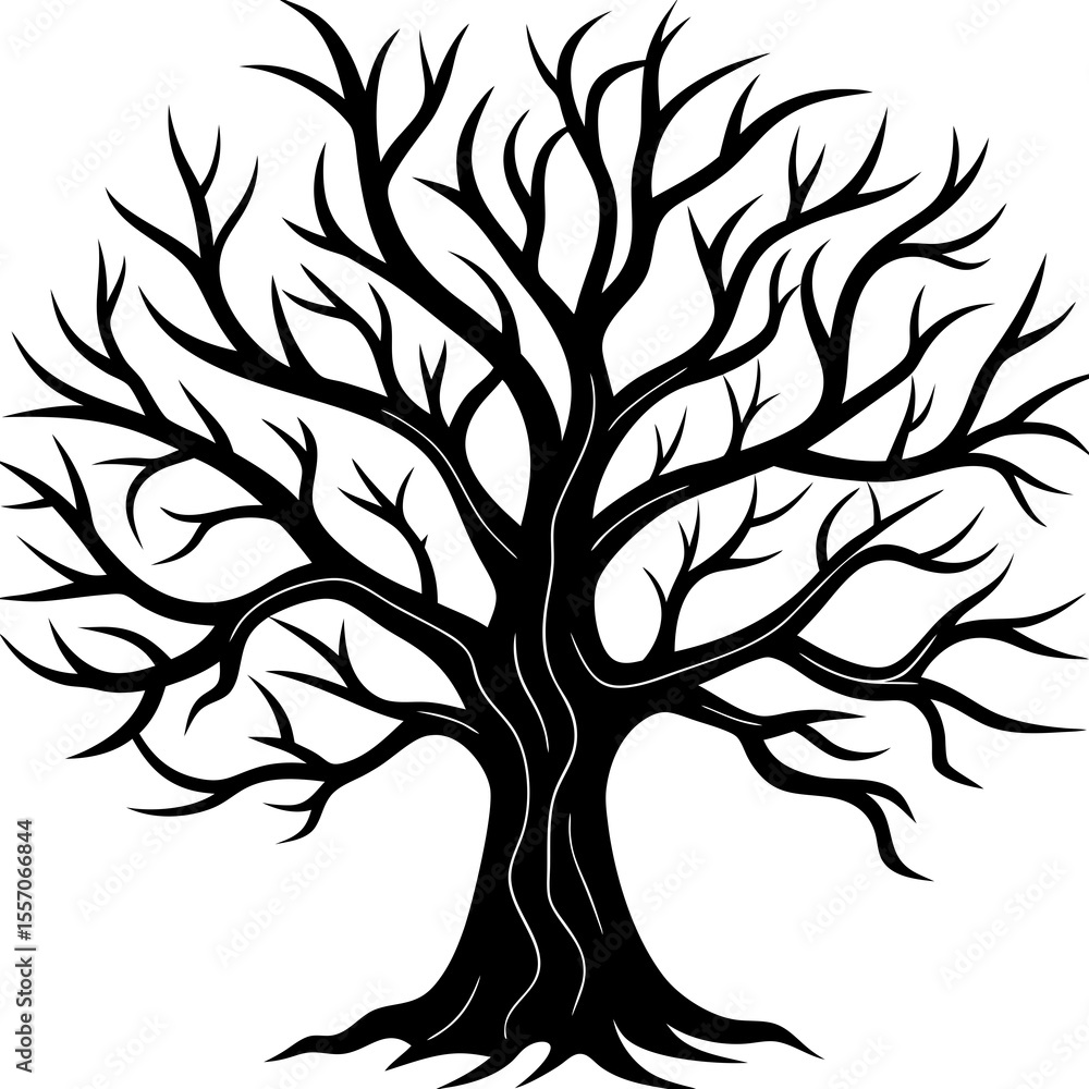 Obraz premium tree silhouette vector on white background
