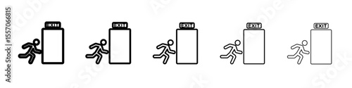 Emergency exit icon vector outline symbol or illustration