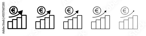 Euro chart icon vector outline symbol or illustration