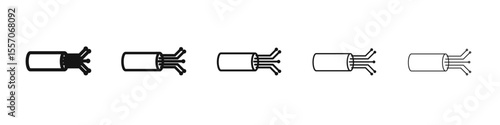 Fiber optic cable icon vector outline symbol or illustration