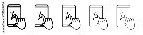 Finger confirms signature icon vector outline symbol or illustration