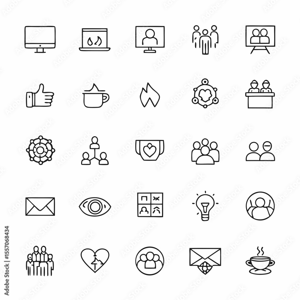 Fototapeta premium workspace monitor and multiple screens icon pack 