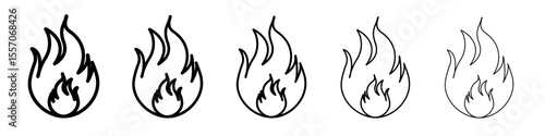 Fire flame icon vector outline symbol or illustration