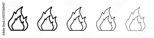 fire icon vector outline symbol or illustration