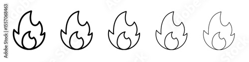 fire icon vector outline symbol or illustration