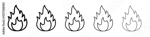 fire icon vector outline symbol or illustration