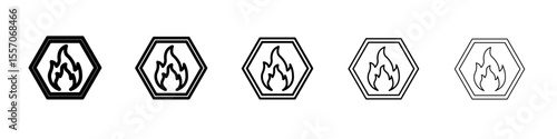 fire icon vector outline symbol or illustration
