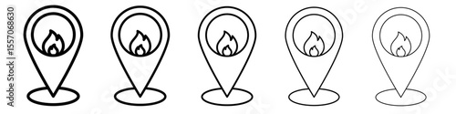fire location icon vector outline symbol or illustration