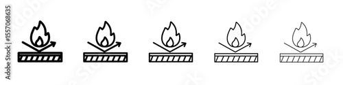 fire resistance icon vector outline symbol or illustration