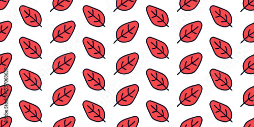 Leafy Harmony: A rhythmic display of stylized red leaves floats gracefully across a blank canvas, creating a seamless pattern that whispers of simplicity and understated elegance. 