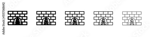 Fireplace icon vector outline symbol or illustration
