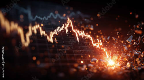 Wallpaper Mural Financial Ruin: A visual representation of economic instability, where a sharp decline in the market plunges into an abyss. Torontodigital.ca