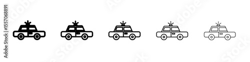 Flashing police car icon vector outline symbol or illustration