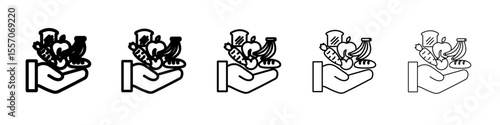 Food donation icon vector outline symbol or illustration
