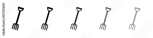 Garden fork icon vector outline symbol or illustration
