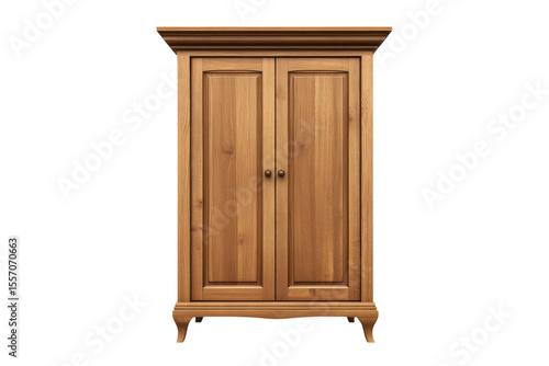 A sturdy and elegant wooden armoire reflecting timeless craftsmanship and old world charm for on transparent background