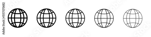 globe icon vector outline symbol or illustration