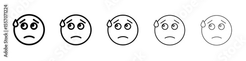 Guilty face emoji icon vector outline symbol or illustration