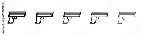 Gun with ammunition icon vector outline symbol or illustration