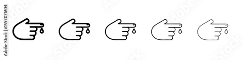 Hand with blood drop icon vector outline symbol or illustration