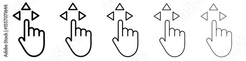 Hand, fingers, gesture, swipe, rotate icon vector outline symbol or illustration