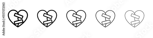 HEART FIX ICON vector outline symbol or illustration