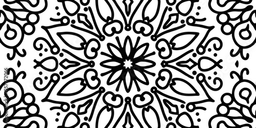 Mandalas Pattern: Artistic symmetry in every line, an intricate mandala design in black and white, ideal for adding a touch of artistic flair and creativity.
