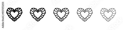 Heart shaped diamond icon vector outline symbol or illustration