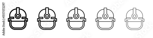 helmet icon vector outline symbol or illustration