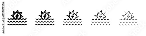 Hydroelectric energy icon vector outline symbol or illustration