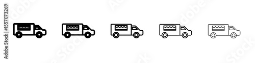 Ice cream van icon vector outline symbol or illustration
