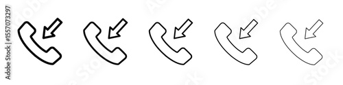 incoming call icon vector outline symbol or illustration