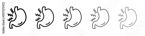 Indigestion icon vector outline symbol or illustration