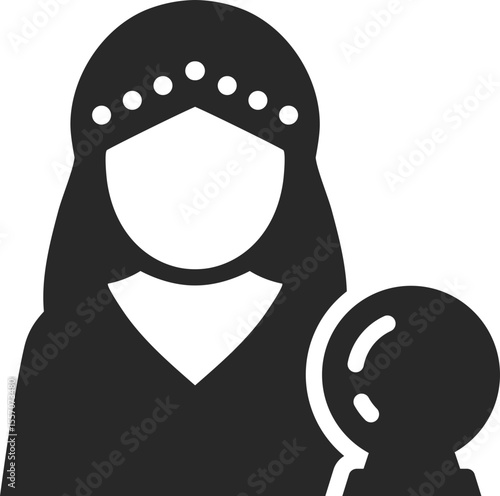 Fortune teller solid icon used in mystic, psychic, and Halloween design themes.
