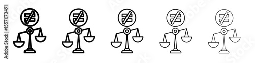 Inequality icon vector outline symbol or illustration