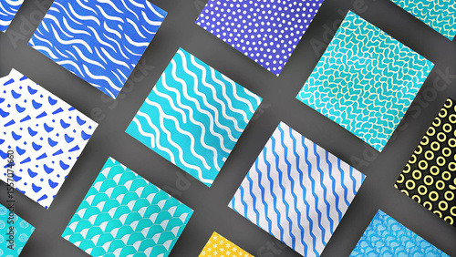 A Collection of Vibrant Abstract Geometric Patterns Presented in a Grid Layout