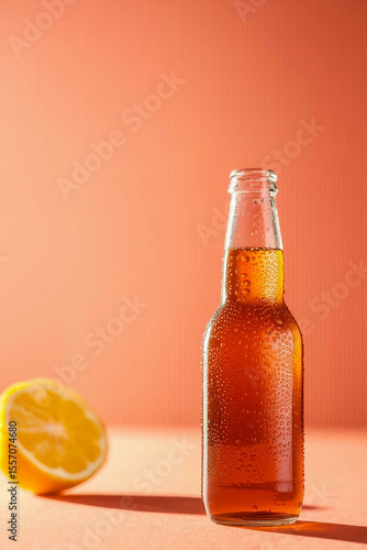 bottle of chilled orange soda or orange juice