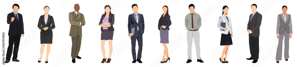 Business people collection. Males and females set. Isolated vector illustration. Business people collection. Males and females set. Isolated vector illustration.