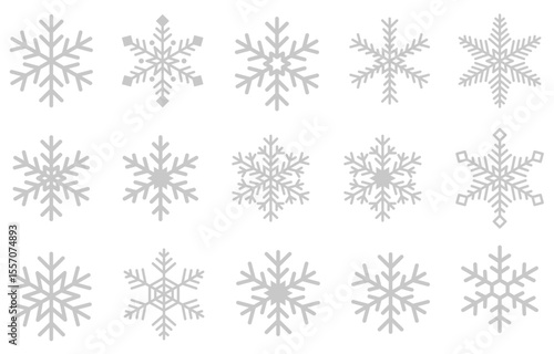 雪の結晶＆キラキラのクリスマスアイコン素材銀