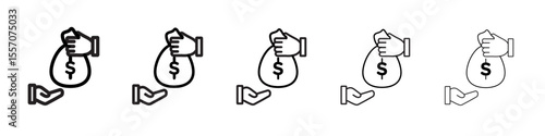 Loan icon vector outline symbol or illustration