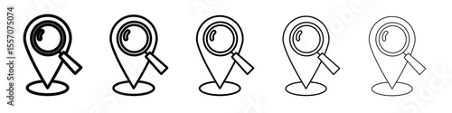 Location search icon vector outline symbol or illustration