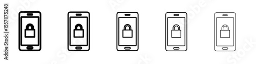 locked mobile icon vector outline symbol or illustration