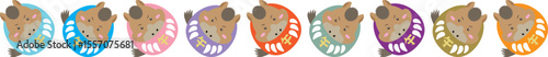 カラフルなだるまの馬キャラクター・午年素材（全9色セット）
