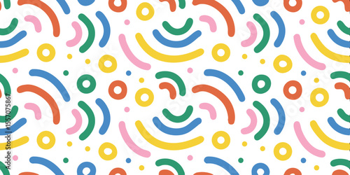 Colorful Seamless Pattern: A visually stimulating seamless pattern, using vibrant colors, creating a cheerful and dynamic aesthetic for various design applications.