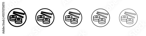 Maki sushi roll icon vector outline symbol or illustration