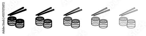 Maki sushi roll icon vector outline symbol or illustration