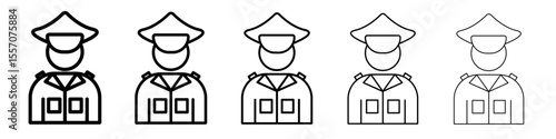 Male chief officer icon vector outline symbol or illustration