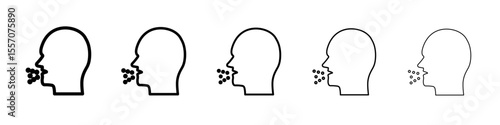man coughs icon vector outline symbol or illustration