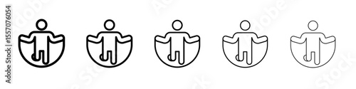 Man jumping with skipping rope icon vector outline symbol or illustration