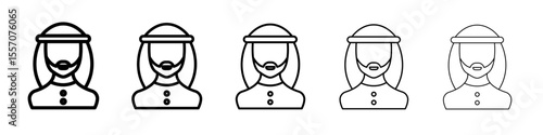 man in wearing a keffiyeh icon vector outline symbol or illustration
